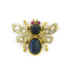 18 Karat Yellow Gold Sapphire, Ruby and Diamond Bee Pin