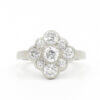 Platinum Diamond Cluster Ring with Scalloped Edges front view