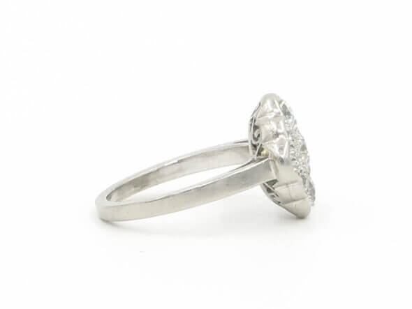 Platinum Diamond Cluster Ring with Scalloped Edges right side