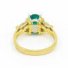 14 Karat Yellow and White Gold Emerald and Trillion Cut Diamond Ring back view