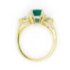 14 Karat Yellow and White Gold Emerald and Trillion Cut Diamond Ring top view