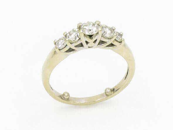 14 Karat White Gold Five Stone Diamond Ring