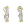 14 Karat White and Yellow Gold Oval Diamond Hoop Earrings
