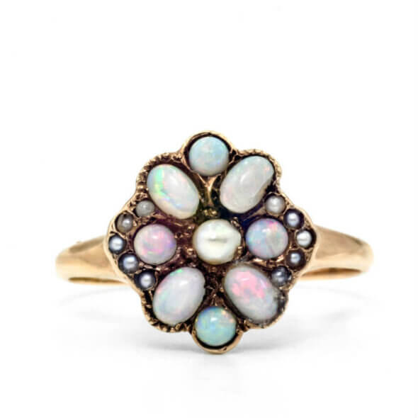 Victorian Opal and Seed Pearl Ring