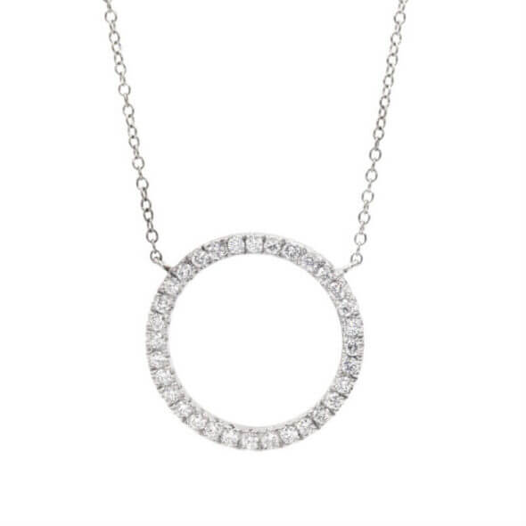 Diamond Circle Necklace in 18 Karat White Gold