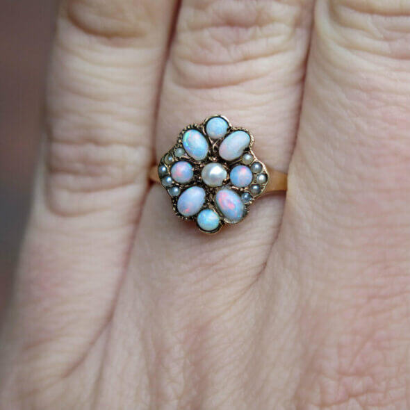 Victorian Opal and Seed Pearl Ring