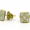 Zoltan David Platinum and 22 Karat Yellow gold Rectangular Diamond Earrings