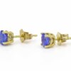 14 Karat Yellow Gold 1.02 Carat Total Weight Tanzanite Stud Earrings