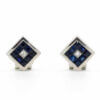 14 Karat White Gold Sapphire and Diamond Square Stud Earrings