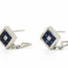 14 Karat White Gold Sapphire and Diamond Square Stud Earrings