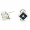 14 Karat White Gold Sapphire and Diamond Square Stud Earrings