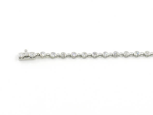 14 Karat White Gold Bezel Set Diamond Tennis Bracelet