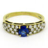 18 Karat Yellow Gold Oval Sapphire and Diamond Ring front view