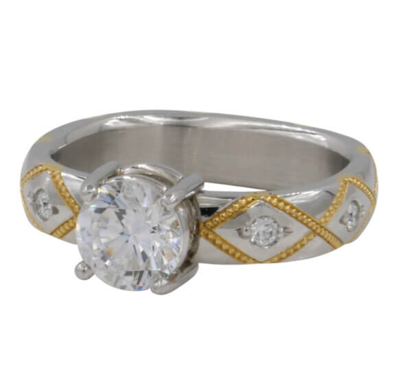 Platinum, 22 Karat Yellow Gold, and Diamond Semi Mount