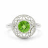 14 Karat White Gold Round Peridot Ring