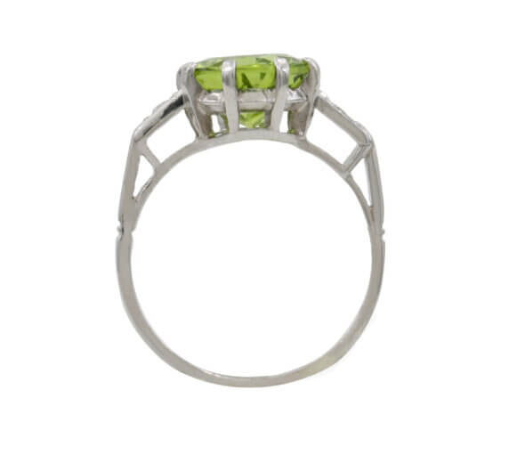 Platinum Art Deco Peridot and Diamond Ring top view