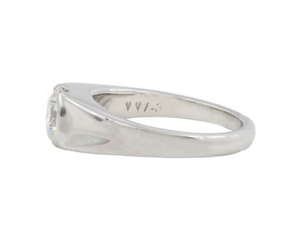 Platinum Half Bezel Set Diamond Engagement Ring