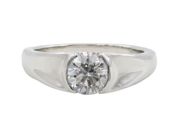 Platinum Half Bezel Set Diamond Engagement Ring