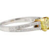 Platinum and 18 Karat Yellow Gold Fancy Intense Yellow Radiant Cut Diamond Ring with GIA Report side view