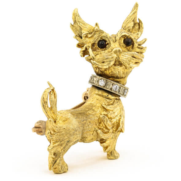 18 Karat Yellow Gold Yorkie | Diamond Brooch