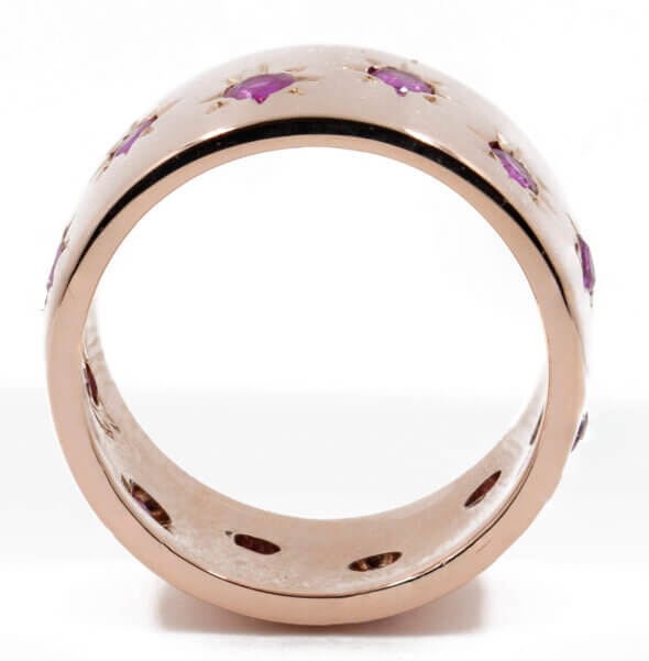 14 Karat Rose Gold Band flush set with rubies