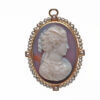 14 Karat Yellow Gold Victorian Brooch | Pendant Agate Cameo With A Pearl Frame front view