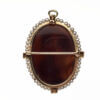 14 Karat Yellow Gold Victorian Brooch | Pendant Agate Cameo With A Pearl Frame back view