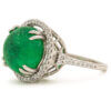 14 Karat White Gold 9.58 Carat Cabochon Cut Emerald | Diamond Ring