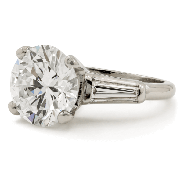 Platinum 4.45 Carat Round Brilliant Cut Diamond Ring with GIA Report