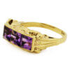 10 Karat Yellow Gold 3 Square Amethyst Antique Ring