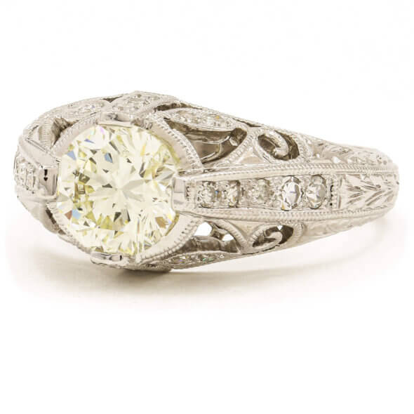 1.38 Carat Diamond Ring in 18 Karat White Gold