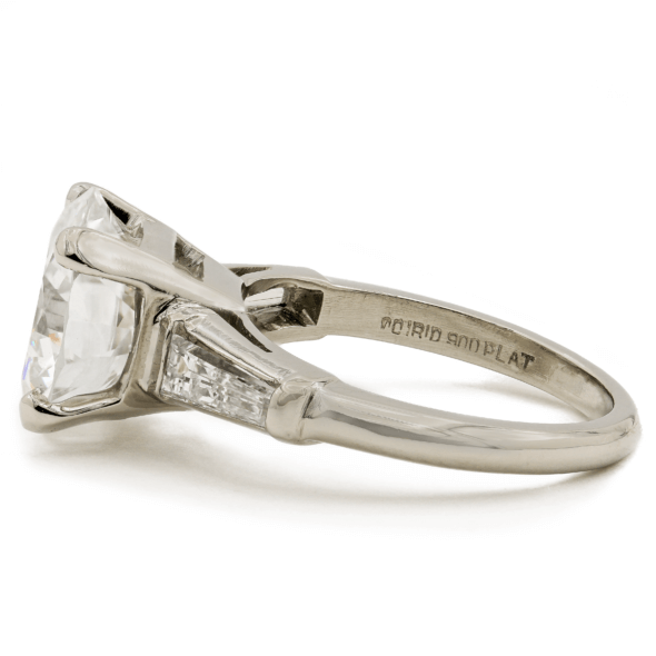 Platinum 4.45 Carat Round Brilliant Cut Diamond Ring with GIA Report