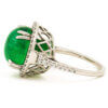 14 Karat White Gold 9.58 Carat Cabochon Cut Emerald | Diamond Ring