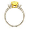 1.87 Carat Fancy Intense Yellow Diamond Ring with 2 Radiant Cut Accent Diamonds in Platinum | 18 Karat Yellow Gold top view
