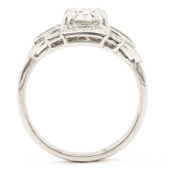 1.01 Carat Art Deco Style Diamond Ring in 18 Karat White Gold