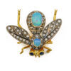 Silver | Gold Plated Opal and Sapphire and Diamond Bee Brooch top view