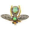 Silver | Gold Plated Opal and Sapphire and Diamond Bee Brooch top view