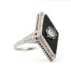 Art Deco 14 Karat White Gold Onyx and Diamond Ring top view