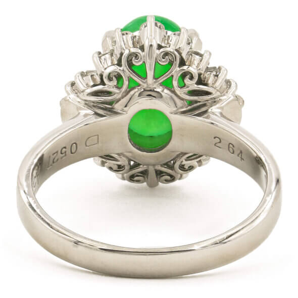 Platinum 2.64 Carat Jade | Diamond Cluster Ring back view