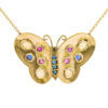 14K Yellow Gold with Ruby Sapphire | Opal Butterfly Pendant
