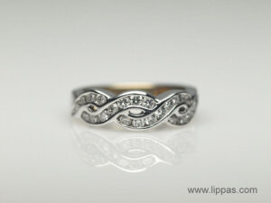 14 Karat White Gold Diamond Braided Band front view