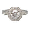 14 Karat White Gold Diamond Engagement Ring With Octagon Halo, Center diamond GIA Report front view