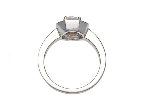 14 Karat White Gold Diamond Engagement Ring With Octagon Halo, Center diamond GIA Report top view