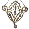 Edwardian Platinum Topped Gold Diamond and Pearl Pendant