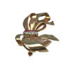 14 Karat Yellow and Rose Gold Diamond and Ruby Bow Brooch side view