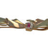 14 Karat Yellow and Rose Gold Diamond and Ruby Bow Brooch side view