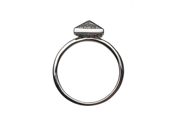 14 Karat White Gold and Diamond Pyramid Ring