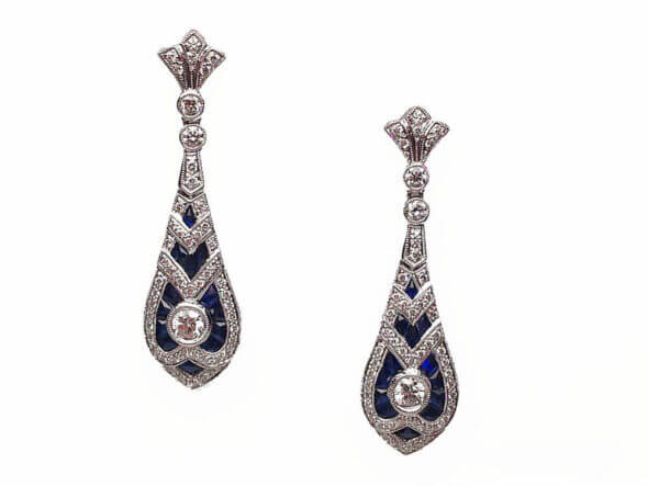 18 Karat Sapphire and Diamond Dangle Earrings