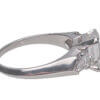 Platinum Cushion Cut Diamond Ring with Tapered Bullet Cut Diamond Sides side view