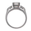 Platinum Cushion Cut Diamond Ring with Tapered Bullet Cut Diamond Sides top view